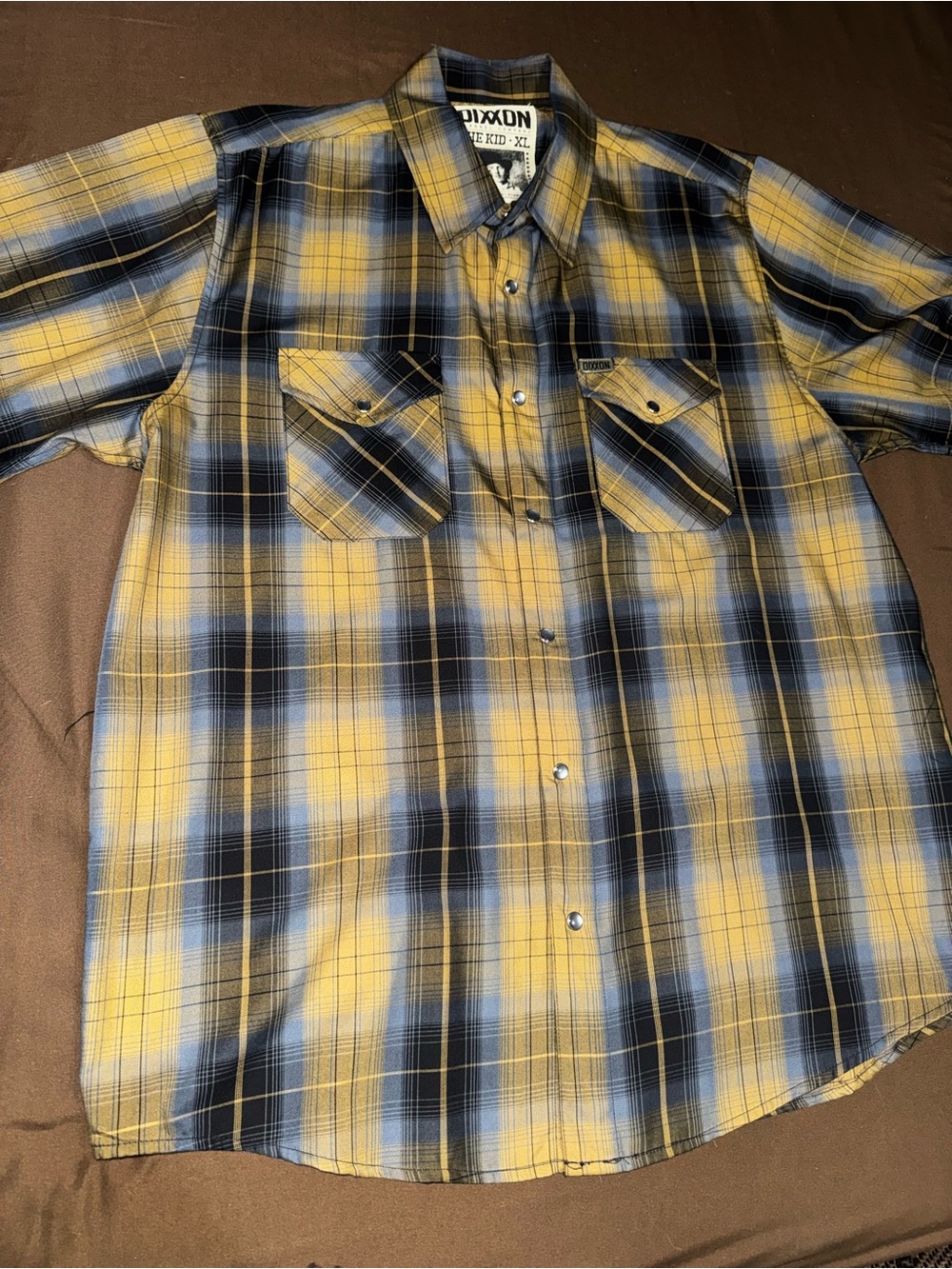 Dixxon The Kid Yellow & Blue Plaid Bamboo Short-Sleeve Men’s Shirt
